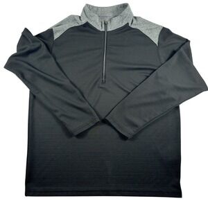 Antigua Pullover Men's L Black Gray Golf Neck Quarter Zip‎ Long Sleeve